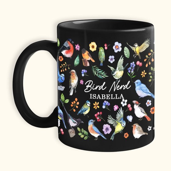 Taza personalizada Bird Nerd con nombre Regalos para los amantes de los pájaros