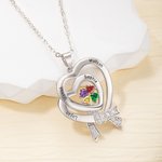 Collier Coeur Personnalisé avec Prénom et 1-4 Pierres de Naissance Cadeau d'Anniversaire Fête des Mères pour Elle