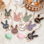 Personalisiertes Niedliches Kaninchen Holzanhänger mit Namen Schleife Osterkorb Hase Ornament Ostern Geschenk für Kinder