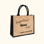 Personalized Jute Burlap Important Nana Large Capacity Tote Bag Shopping Bag Gift for Mom Grandma
