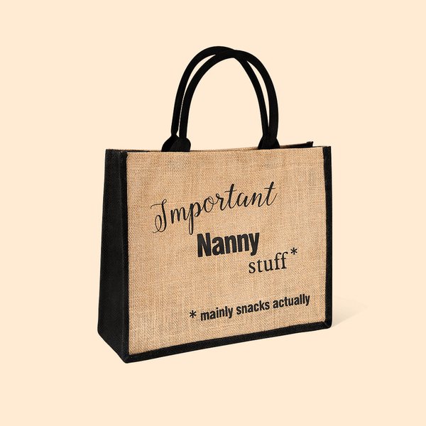 Personalised Jute Burlap Important Nana Large Capacity Tote Bag Shopping Bag Gift for Mom Grandma