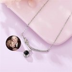 Personalisierte Ich liebe dich in 100 Sprachen Horizontal Bar Foto Projektion Halskette mit Zirkon