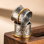 Personalized Wide Band Meditation Spinner Fidget Ring Still I Rise Sun Ring