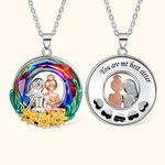 Personalized Sunflower Crystal Sister Necklace with Message for Sister Daughter Friend Gift