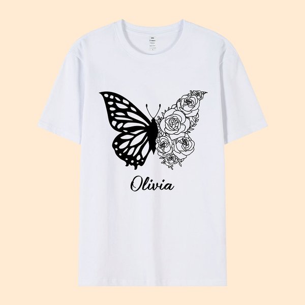 Half Butterfly Birth Flower Shirt