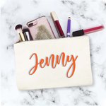 Personalized Two-tone Color Makeup Cosmetic Bag for Wedding Bridal Shower Gift