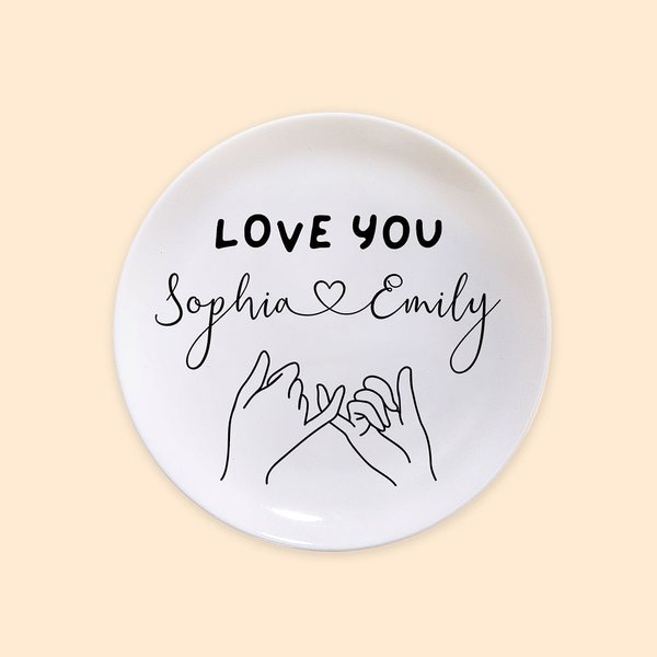 Gepersonaliseerde Love You Bestie Sieraden Schotel Dienblad voor Beste Vriendin Zus Gift