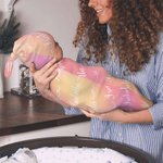 Personalized Rainbow Name Baby Swaddling Blanket with Hat Set Gifts for Newborn Gift