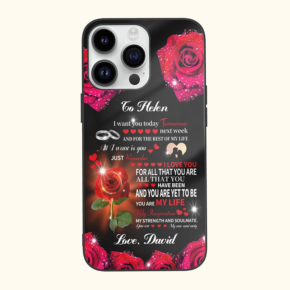 Coque de Téléphone Personnalisé avec Noms du Couple Thème Rose et Manifestation d'Amour Cadeau d'Anniversaire Saint-Valentin