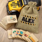 Personalised Wooden Montessori Construction Lorry Matching Cards 16 Pcs Memory Game for Toddlers