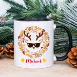 Personalized Christmas Reindeer Faces Camping Enamel Mug Ceramic Mug 11oz 12oz
