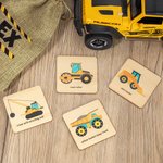 Personalised Wooden Montessori Construction Lorry Matching Cards 16 Pcs Memory Game for Toddlers