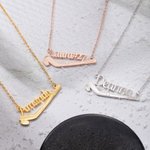 Collier Personnalisé avec Prénom Horizontal Pendentif de Hockey sur Glace Cadeau Anniversaire Fête des Mères pour Amateur de Sport