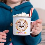Personalized Christmas Reindeer Faces Camping Enamel Mug Ceramic Mug 11oz 12oz
