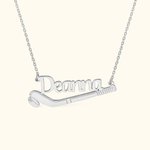 Collier Personnalisé avec Prénom Horizontal Pendentif de Hockey sur Glace Cadeau Anniversaire Fête des Mères pour Amateur de Sport