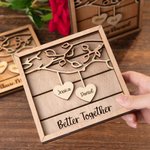 Personalized Home Decor with Wooden Holder and Couple Names