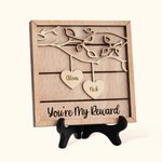 Personalized Home Decor with Wooden Holder and Couple Names