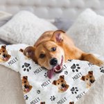 Couverture en Flanelle Personnalisée avec Photo et Nom Cadeau d'Anniversaire Saint-Valentin pour Amoureux des Animaux de Compagnie