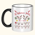 Personalized Christmas Reindeer Faces Camping Enamel Mug Ceramic Mug 11oz 12oz