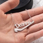 Collier Personnalisé avec Prénom Horizontal Pendentif de Hockey sur Glace Cadeau Anniversaire Fête des Mères pour Amateur de Sport