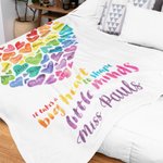 Personalisierte ein großes Herz zu formen kleine Köpfe Fleecedecke mit Regenbogen Name Herzen bunte Home Decor Graduierung Wertschätzung Geschenk für 