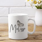 Tasse à café personnalisée en céramique avec papillon de naissance pour la famille