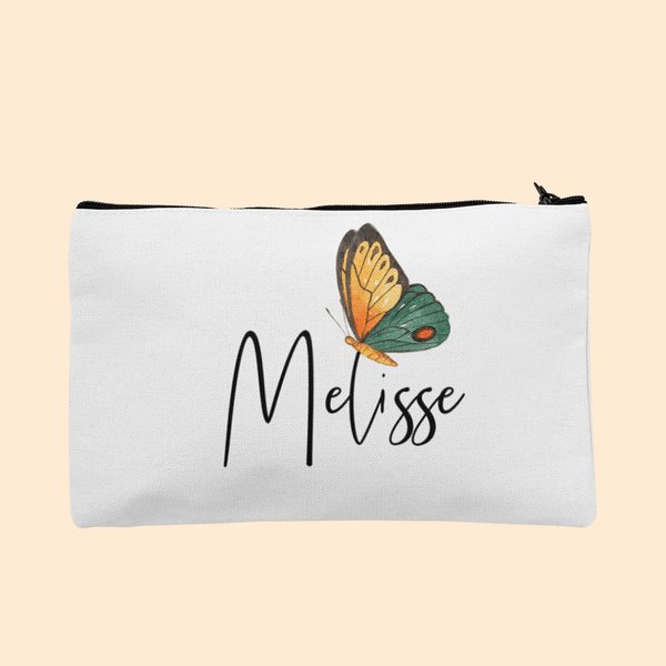 Personalizado mariposa cosméticos bolsa de maquillaje con el nombre de la madre abuela de regalo