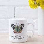 Tasse à café personnalisée en céramique avec papillon de naissance pour la famille