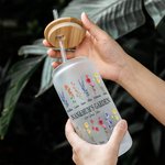 Personalizado Nombres Nacimiento Flores Lata Vaso con Tapa Bambú 20oz