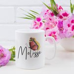 Tasse à café personnalisée en céramique avec papillon de naissance pour la famille