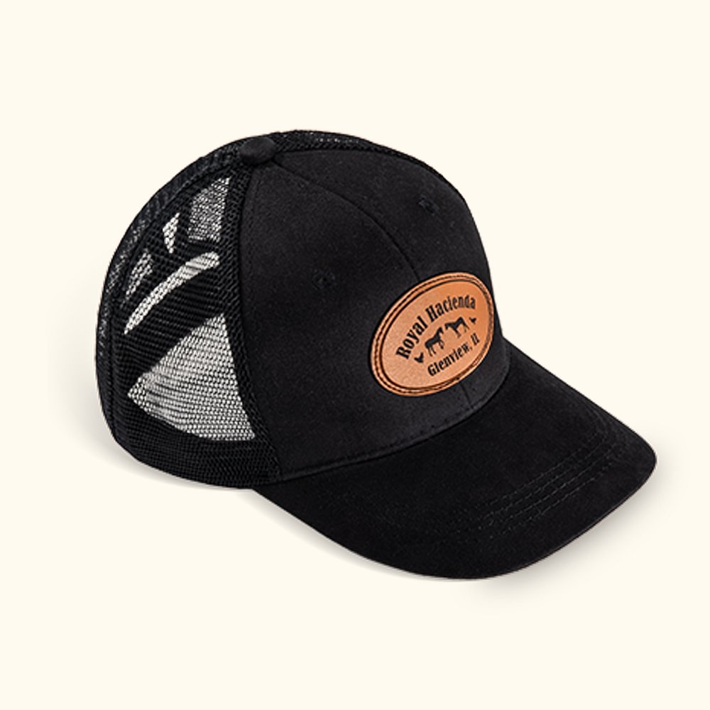 Chapeau de fermier personnalisé avec patch en cuir gravé d'un animal de ferme