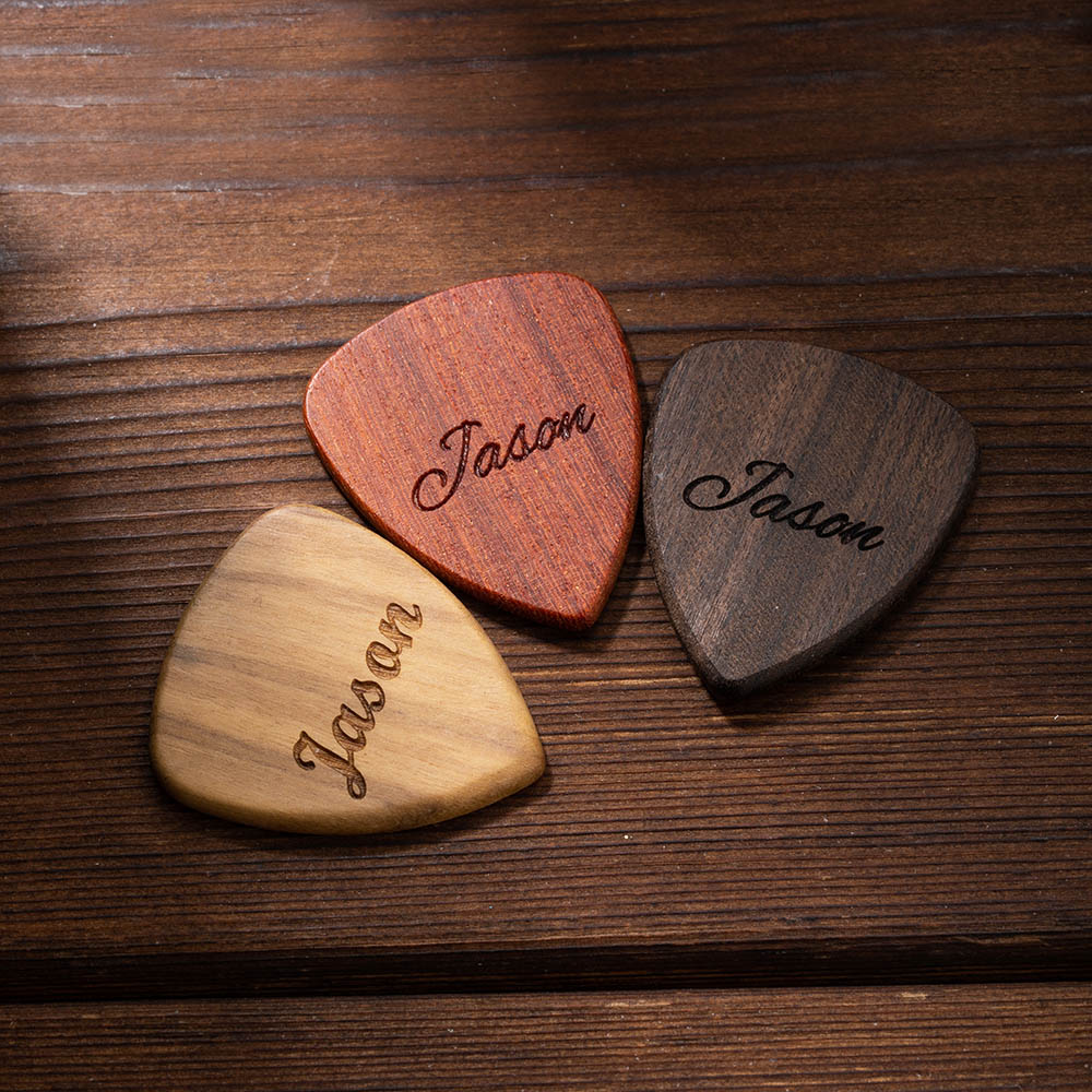 Teasteam Gitarren-Plektrum-Koffer Aus Holz – Stylisches Aufbewahrungsetui Mit 3 Plektren | Geschenk Für Gitarristen
