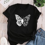 Personlig halv fjäril halv födelseblomma skjorta present till mamma eller mormor