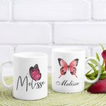Tasse à café personnalisée en céramique avec papillon de naissance pour la famille