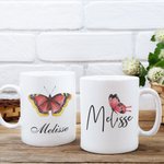 Tasse à café personnalisée en céramique avec papillon de naissance pour la famille