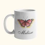 Tasse à café personnalisée en céramique avec papillon de naissance pour la famille