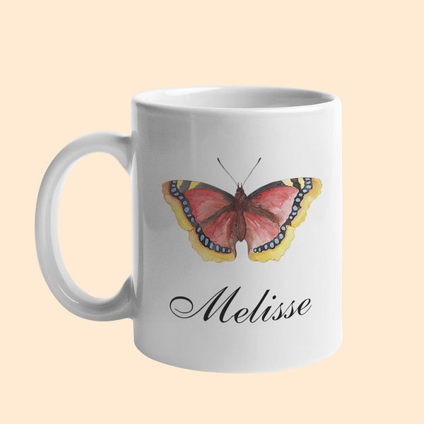 Personalized Ceramic Birth Butterfly Coffee Mug for Family