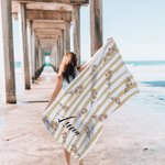 Personalized Vintage Birth Flower Beach Towel