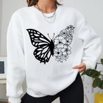 Personlig halv fjäril halv födelseblomma skjorta present till mamma eller mormor