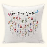 Taie d'Oreiller Personnalisée avec Nom et Fleur de Naissance Cadeau de Famille pour Grand-mère Mère