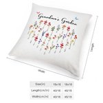 Taie d'Oreiller Personnalisée avec Nom et Fleur de Naissance Cadeau de Famille pour Grand-mère Mère