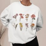 Personalized Vintage Birth Flowers T-shirt or Sweatshirt Gift for Nana or Mom