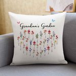 Taie d'Oreiller Personnalisée avec Nom et Fleur de Naissance Cadeau de Famille pour Grand-mère Mère