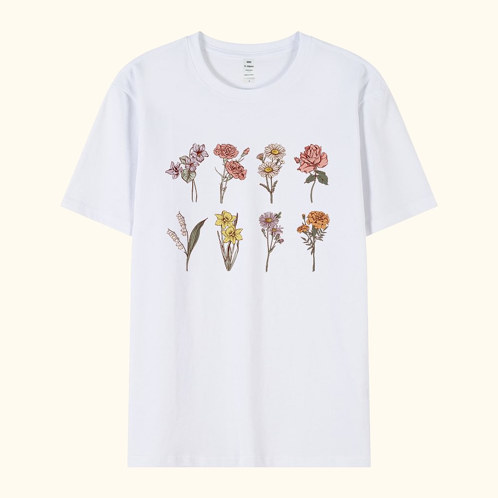 T-shirt ou Sweatshirt Personnalisé avec Fleur de Naissance Cadeau Fête Anniversaire pour Mamie Maman