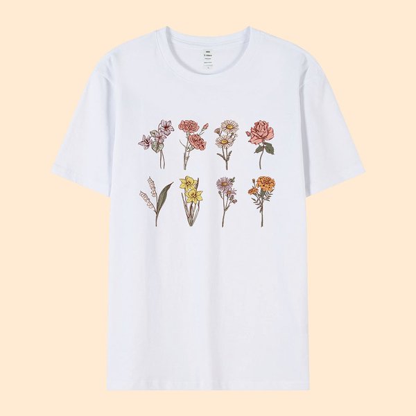 Personlig Vintage Birth Flowers T-shirt eller Sweatshirt Present till mormor eller farmor