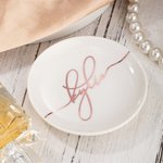 Personalized Pure White Ceramic Bronzing Wedding Ring Plate Jewelry Dish with Name