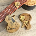 Plettri per chitarra in legno personalizzati con custodia con foto di testo Regalo per chitarrista musicista Idea regalo per compleanno