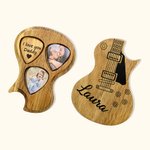 Plettri per chitarra in legno personalizzati con custodia con foto di testo Regalo per chitarrista musicista Idea regalo per compleanno