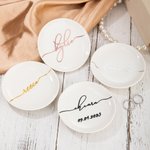 Personalized Pure White Ceramic Bronzing Wedding Ring Plate Jewelry Dish with Name