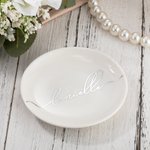 Personalized Pure White Ceramic Bronzing Wedding Ring Plate Jewelry Dish with Name